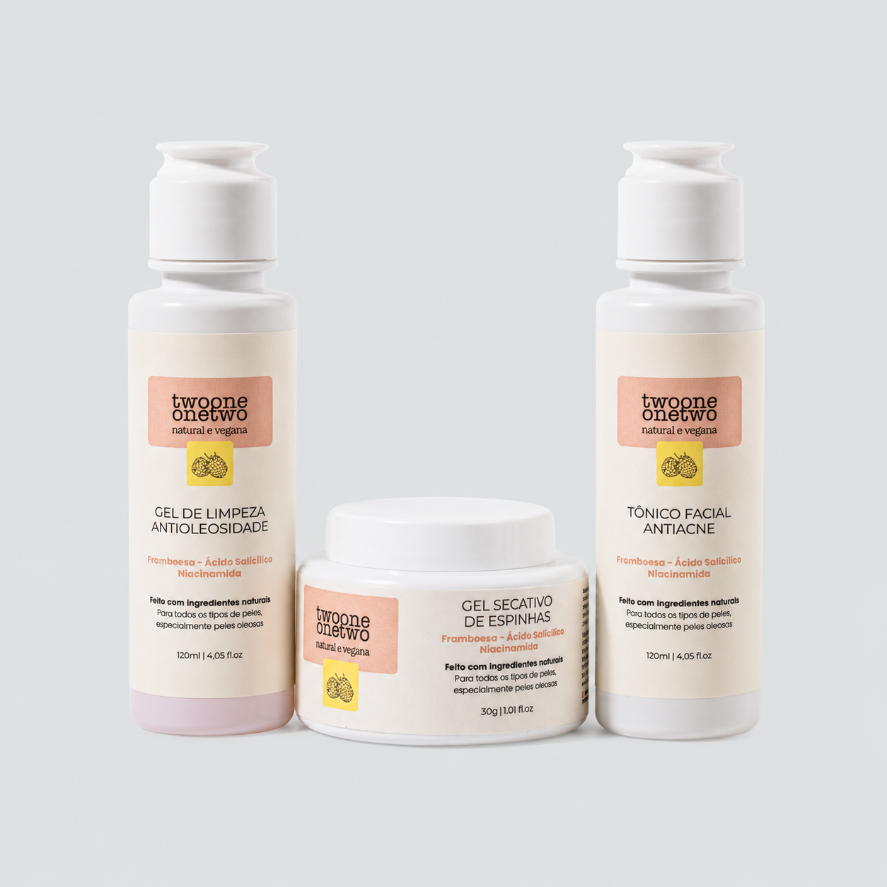 Kit Skincare Antiacne Essencial Ácido Salicílico e Niacinamida Framboesa