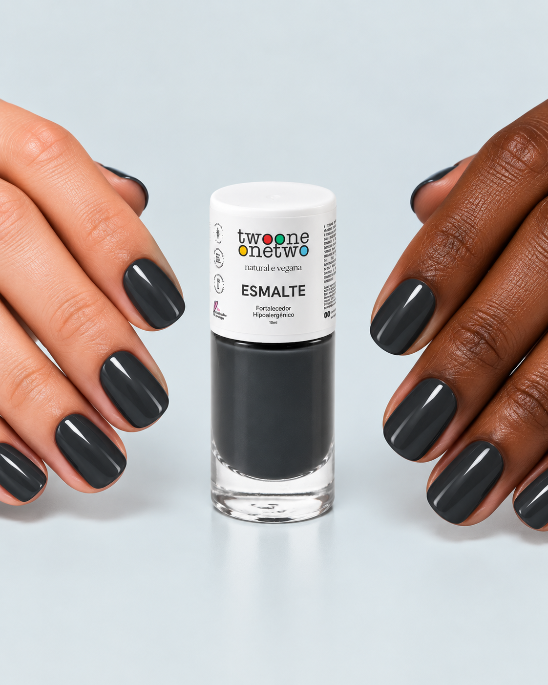 Esmalte Hipoalergênico Twoone Onetwo Natural Vegana Cor Black Onyx